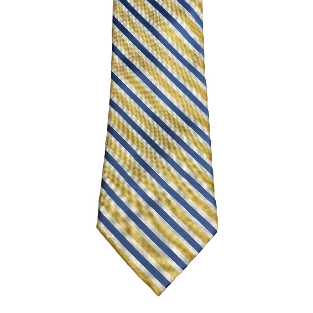 Club Room Tie 100% silk yellow blue and white - Picture 3 of 7